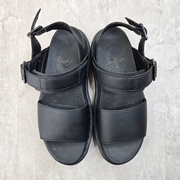 Dr. Martens Voss Quad Platform Sandals Size 8 Black Leather Grunge Y2K Chunky - Picture 2 of 10